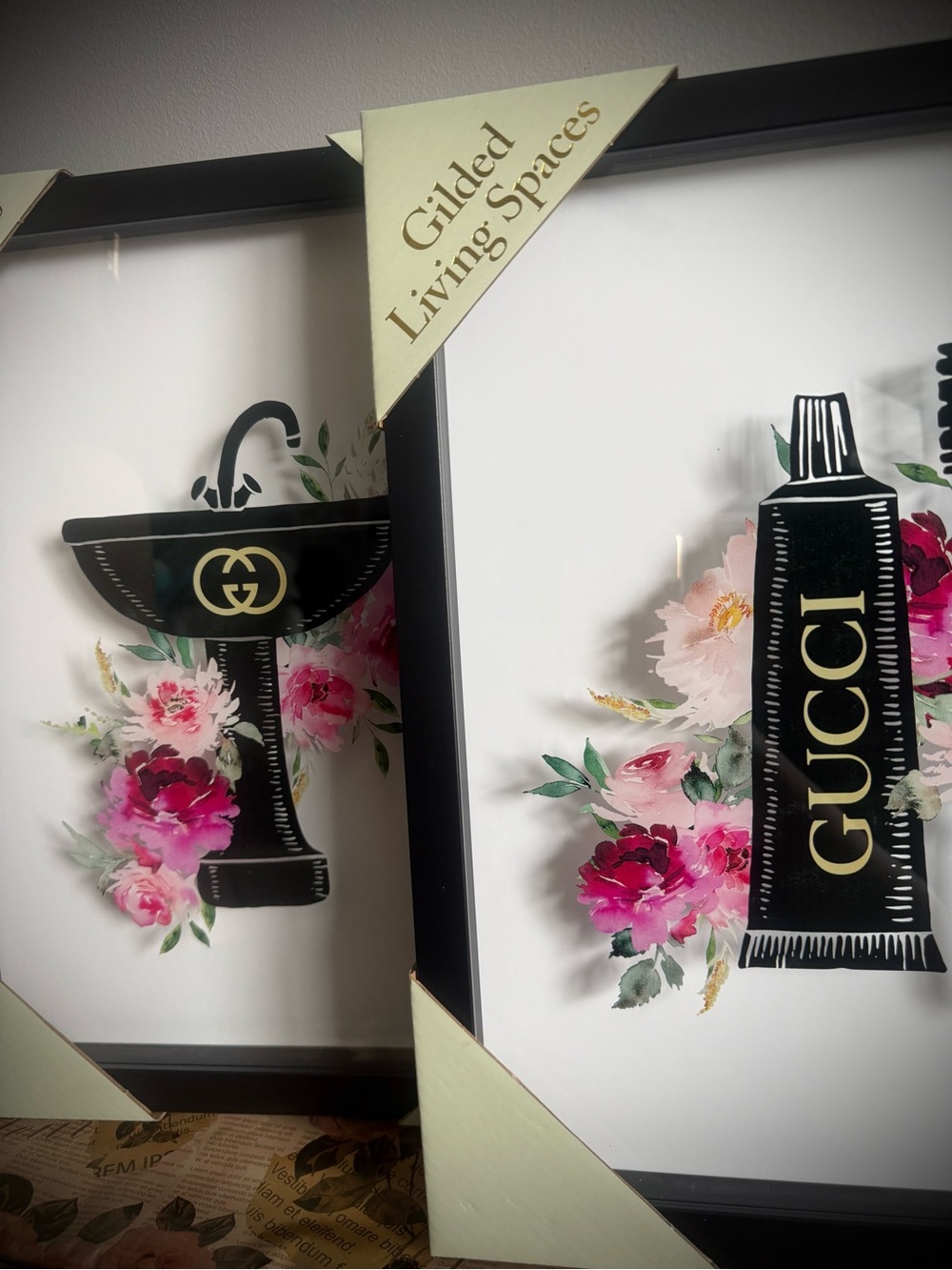 Gucci Pedestal Basin & Toothpaste Tube w/ Florals